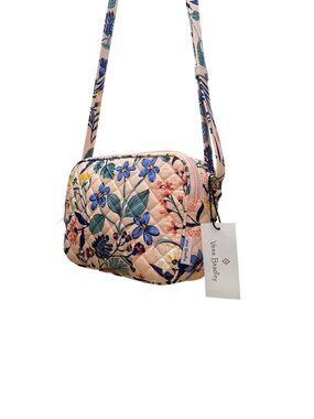 Vera Bradley Women’s Pink Quilted Floral Adjustable Strap Evie Crossbody Bag
